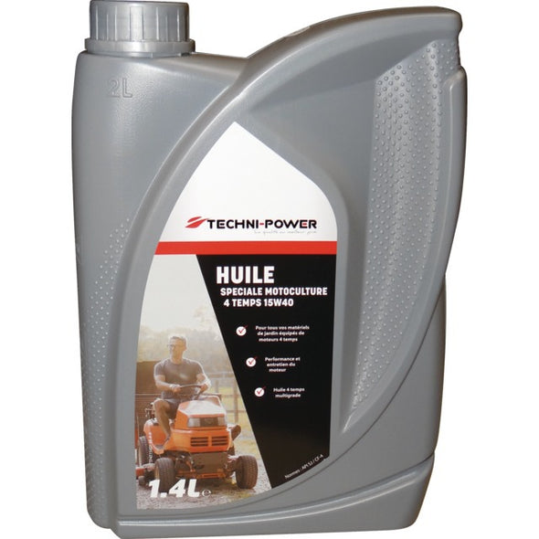HUILE 4 TEMPS MOTOCULTURE 15W40 BIDON 1,4L TECHNI-POWER